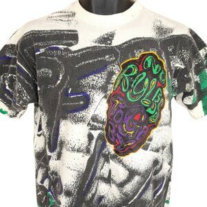 Vintage Skater T Shirt Mens Size Medium No Rules Off The Wall All Over Print